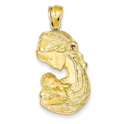 Polished Mother Holding Child Charm 14k Gold Solid Satin D277, MPN: D277, 883957345871
