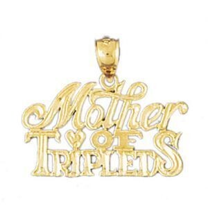 Dazzlers Jewelry Mother Of Triplets Pendant Necklace Charm Bracelet in Yellow, White or Rose Gold 9…