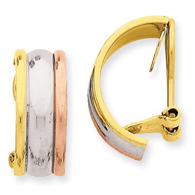 TRI COLOR NON-PIERCED EARRINGS 14k Gold Z921, MPN: Z921, 658226126075