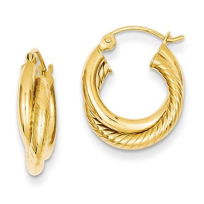 Twisted Double Hoop Earrings 14k Gold Polished Z840, MPN: Z840, 883957324722