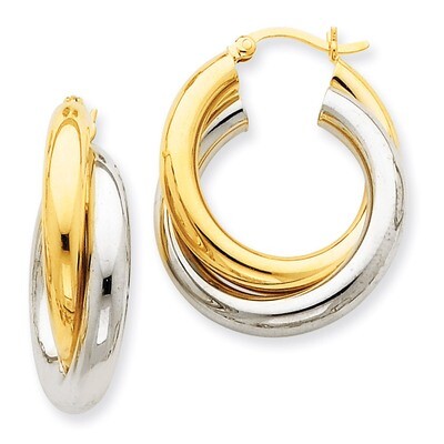 Polished Double Tube Hoop Earrings 14k Two-Tone Gold Z798, MPN: Z798, 883957324715