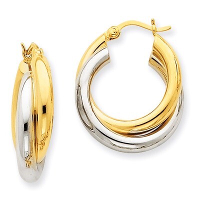 Polished Double Tube Hoop Earrings 14k Two-Tone Gold Z795, MPN: Z795, 883957324692