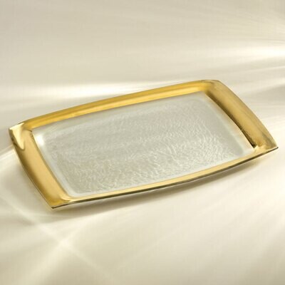 Annieglass Gold Roman Antique Rectangular Tray 11 x 18 Inch, MPN: G117, UPC: