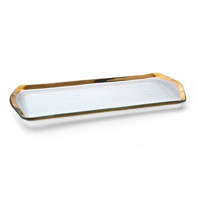Annieglass Gold Roman Antique Oblong Pastry Tray 16 3/4 x 6 3/4 Inch, MPN: G170, UPC: