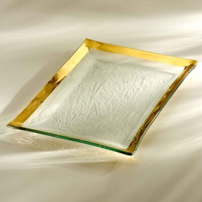 Annieglass Gold Roman Antique Martini Tray 14 1/2 x 10 Inch, MPN: G130, UPC: