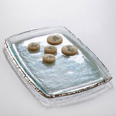 Annieglass Edgey Martini Tray 17 1/4 x 11 1/2 Inch - Platinum, MPN: E117P, UPC: