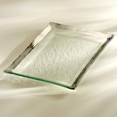 Annieglass Platinum Roman Antique Martini Tray 14 1/2 x 10 Inch, MPN: P130, UPC: