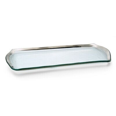Annieglass Platinum Roman Antique Oblong Pastry Tray 16 3/4 x 6 3/4 Inch, MPN: P170, UPC: