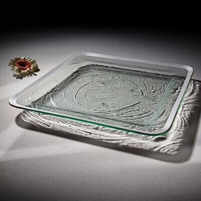 Annieglass Platinum Roman Antique Large Square Tray 15 3/4 Inch, MPN: P204, UPC:
