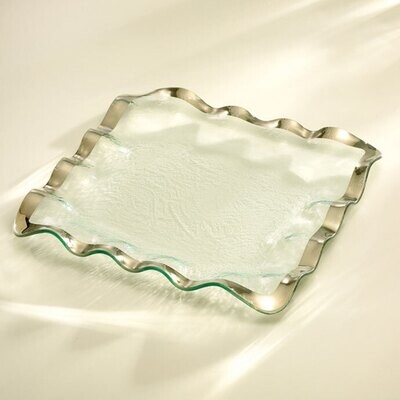 Annieglass Ruffle Platinum Square Tray 15 Inch, MPN: P205, UPC: