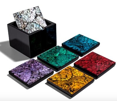 LADORADA Mother Of Pearl Colors Coaster Set CO-MM-NA-0505, MPN: CO-MM-NA-0505,