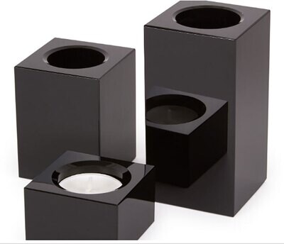 Tizo Crystal Glass Tealight Candle Holder Black Small PH141BKCS, MPN: PH141BKCS,