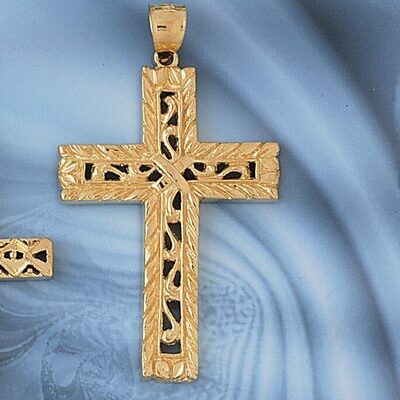 Dazzlers Jewelry Cross Pendant Necklace Charm Bracelet in Yellow, White or Rose Gold 8127, MPN: DZ-…