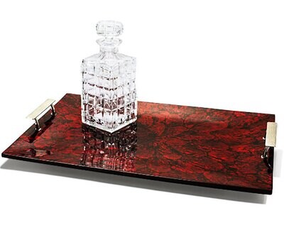 LADORADA Mother Of Pearl Red Serving Tray ST-MR-FH-2114, MPN: ST-MR-FH-2114,