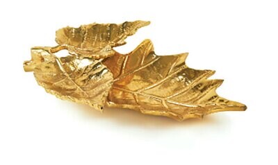 Tizo Metal Leaf Platter Triple Gold 11 X 8.5 X 2 ZA788GDLF, MPN: ZA788GDLF,