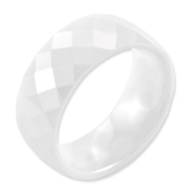 White Faceted 8mm Polished Band - Ceramic CER6 by Chisel, MPN: CER6, 883957224626