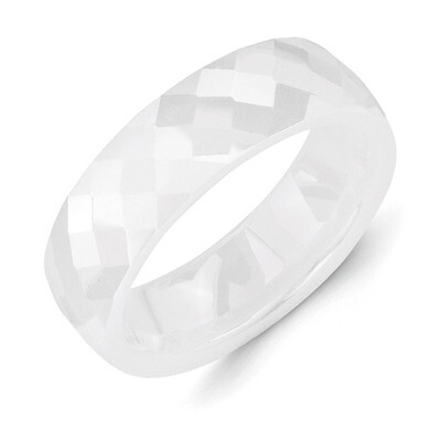 White 6mm Faceted Polished Band - Ceramic CER48 by Chisel, MPN: CER48, 883957548210