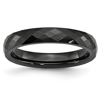 Black 4mm Faceted Polished Band Ceramic CER46, MPN: CER46, 883957548203