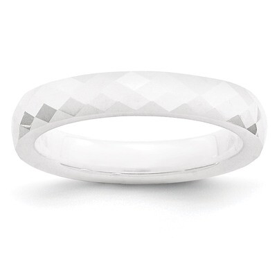 White 4mm Faceted Polished Band Ceramic CER45, MPN: CER45, 883957539263