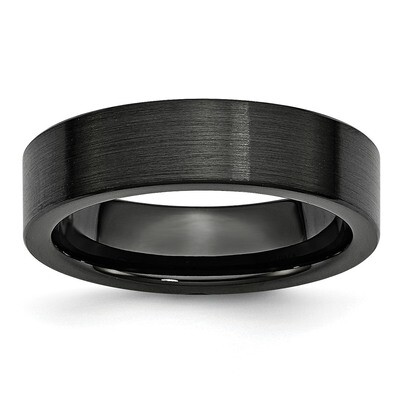 Black Flat 6mm Brushed Band Ceramic CER38 Engravable, MPN: CER38, 883957207575