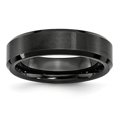 Black Beveled Edge 6mm Brushed and Polished Band Ceramic CER42 Engravable, MPN: CER42, 883957208657
