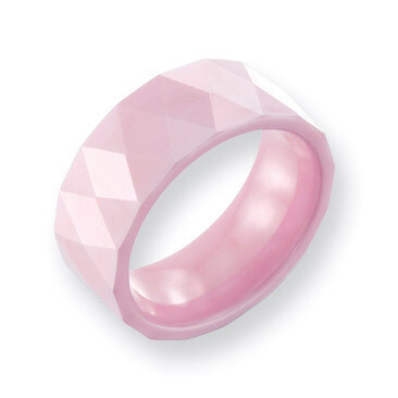 Pink Faceted 8mm Polished Band Ceramic CER27-5