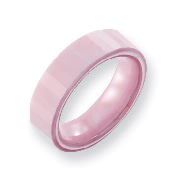 Pink Faceted 6mm Polished Band Ceramic CER20-5