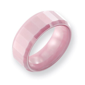 Pink Faceted 8mm Polished Band Ceramic CER19-5