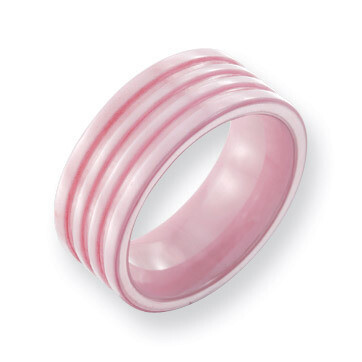 Pink Grooved 8mm Polished Band Ceramic CER16-5