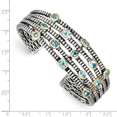 Gold-tone 4.82 Sky Swiss London Blue Topaz Cuff Bracelet Sterling Silver QTC47, MPN: QTC47, 7423231…