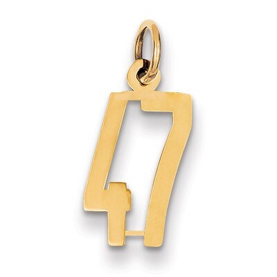 Number 47 Charm 14k Gold Small Polished Elongated LES47, MPN: LES47, 883957219066