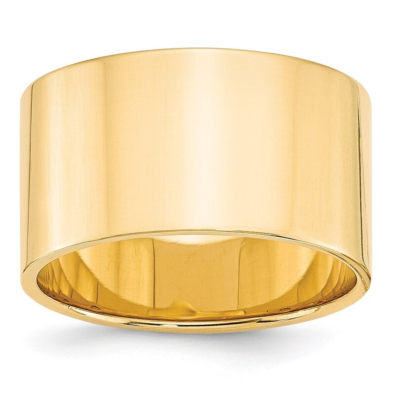 12mm Lightweight Flat Band 14k Yellow Gold Engravable FLL120-13.5