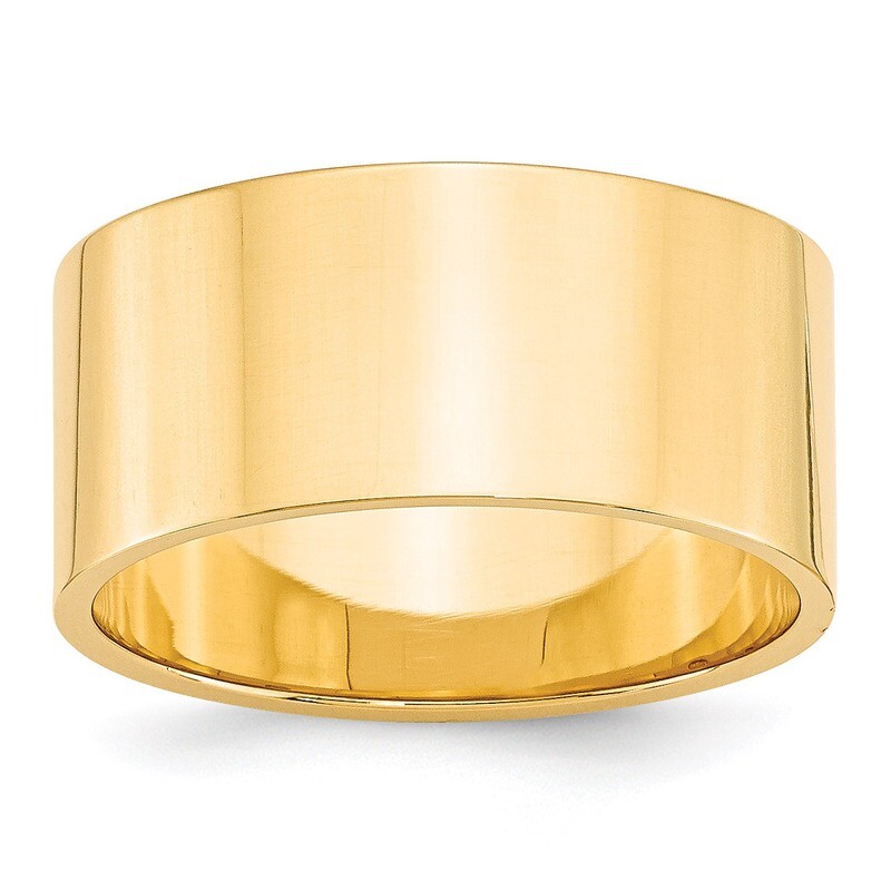 10mm Lightweight Flat Band 14k Yellow Gold Engravable FLL100-10