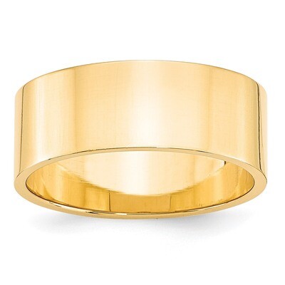 8mm Lightweight Flat Band 14k Yellow Gold Engravable FLL080-10, MPN: FLL080-10, 886774308920