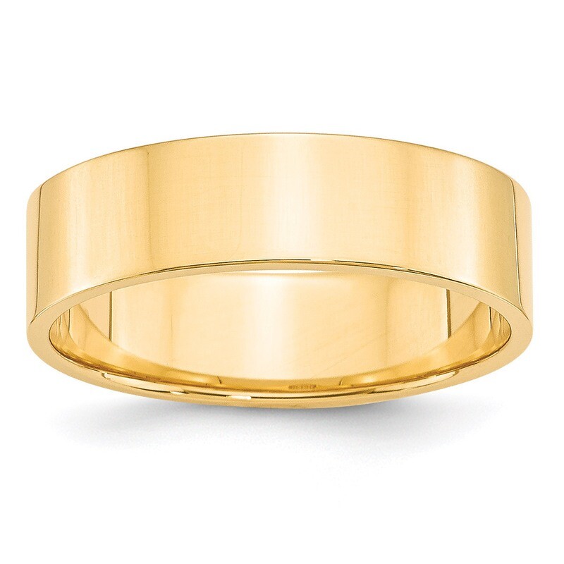 6mm Lightweight Flat Band 14k Yellow Gold Engravable FLL060-10