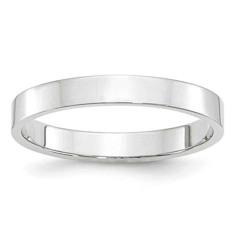 3mm Lightweight Flat Band 14k White Gold Engravable WFLL030-10