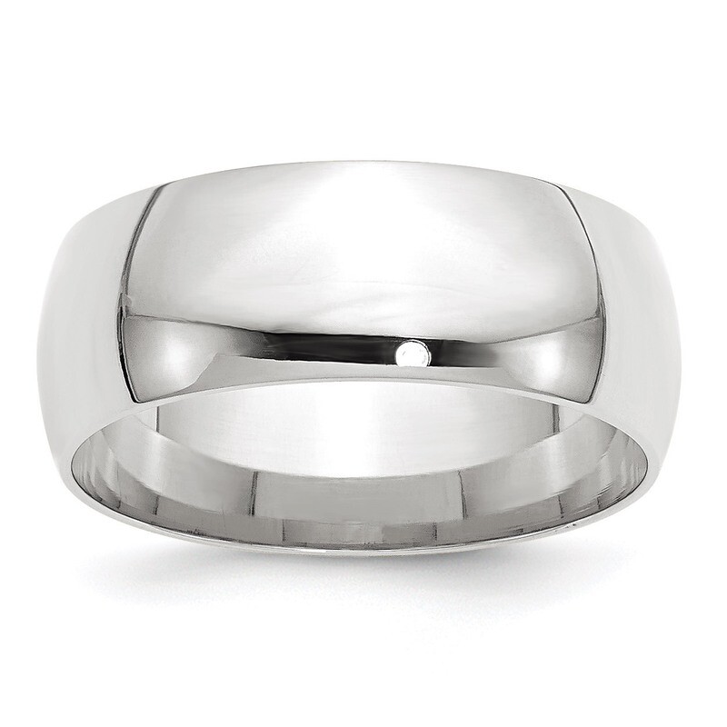 8mm Lightweight Comfort Fit Band 14k White Gold Engravable WCFL080-10