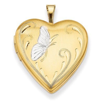 Butterfly 19mm Heart Locket Sterling Silver Gold-plated &amp; Rhodium QLS110, MPN: QLS110, 883957502007