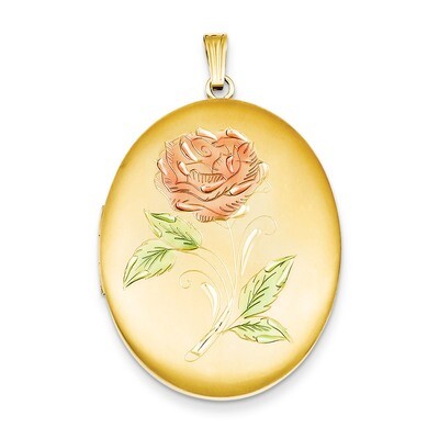 34mm Enameled Flower Oval Locket Sterling Silver 14k Gold Filled QLS120, MPN: QLS120, 883957557953