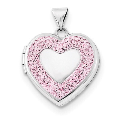 Heart Light Rose Swarovski Elements Border Locket Sterling Silver 18mm QLS202, MPN: QLS202, 8867741…