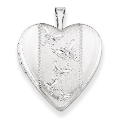 Butterflies Heart Locket Sterling Silver 20mm QLS234-18, MPN: QLS234-18, 883957496856