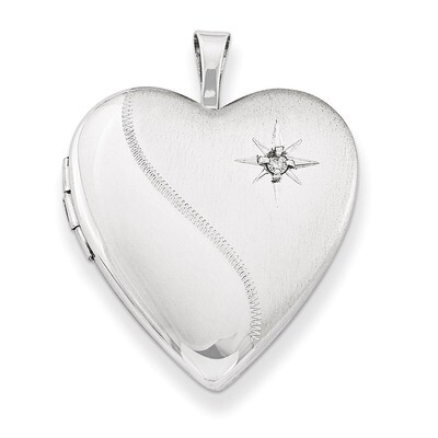 Diamond Heart Locket Sterling Silver 20mm QLS239-18, MPN: QLS239-18, 883957565262