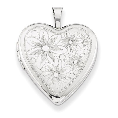 Daisies Heart Locket Sterling Silver 20mm QLS242-18, MPN: QLS242-18, 883957559773