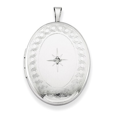 Oval Diamond Locket Sterling Silver 26mm QLS263-18, MPN: QLS263-18, 883957559797