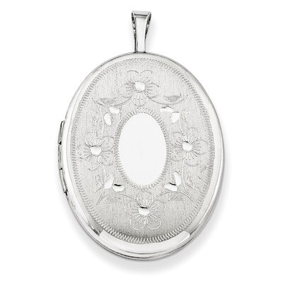 Oval with Flowers Oval Locket Sterling Silver 26mm QLS265-18, MPN: QLS265-18, 883957572567