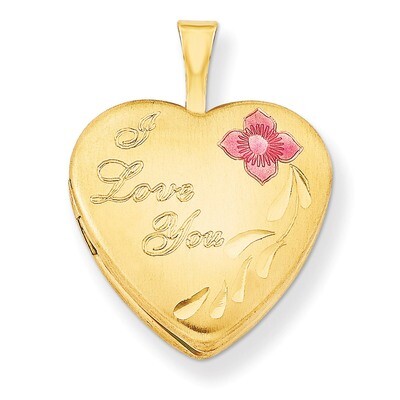 Flower I Love You Heart Locket 1/20 Gold Filled 16mm Enameled QLS292-18, MPN: QLS292-18, 8839575622…