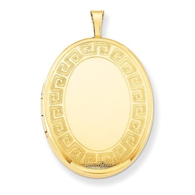 Greek Key Border Oval Locket 1/20 Gold Filled 26mm QLS296-18, MPN: QLS296-18, 883957526447