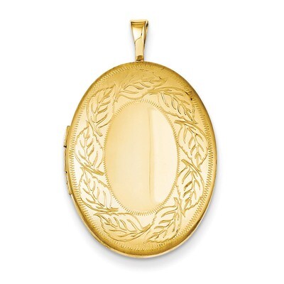 Leaf Border Oval Locket 1/20 Gold Filled 26mm QLS297-18, MPN: QLS297-18, 883957533339
