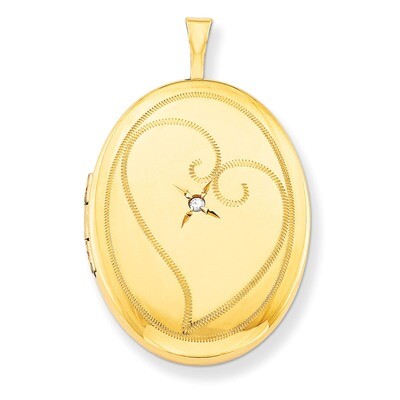 Diamond in Heart Oval Locket 1/20 Gold Filled 26mm QLS302-18, MPN: QLS302-18, 883957521138