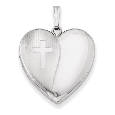 Cross Design Heart Locket Sterling Silver 24mm QLS304, MPN: QLS304, 883957567785